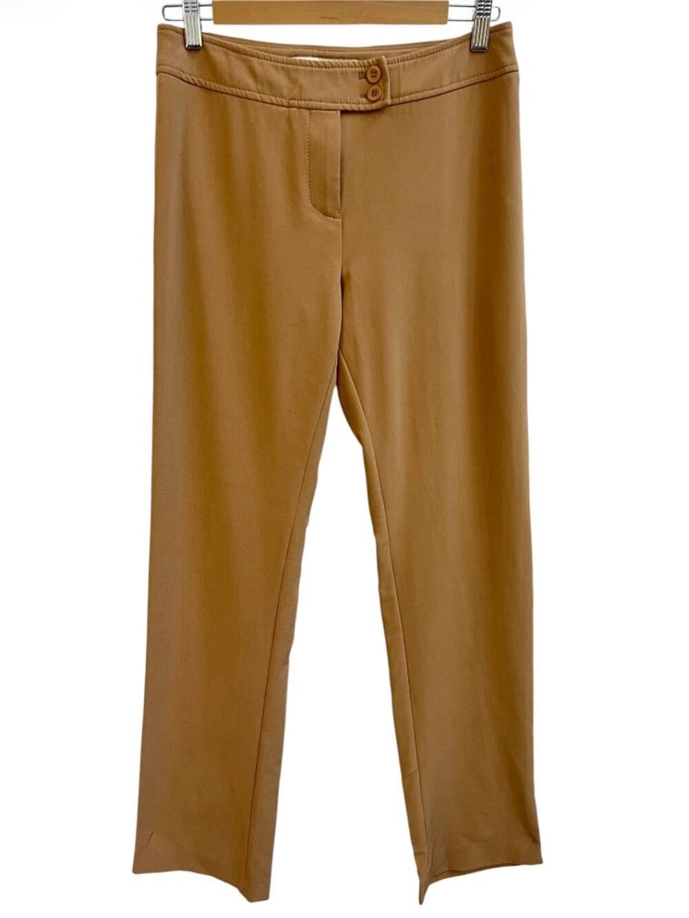 Karen Millen Vtg Dress Pants Straight Leg UK 12 US 8 Caramel Tan Made in England